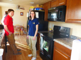 family in new kitchen